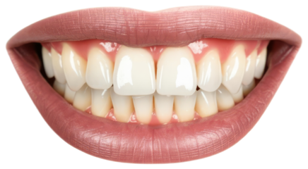 Healthy smile with bright white teeth, transparent background png