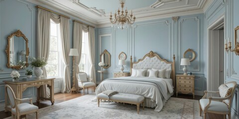 Recreate the Opulence of the Regency Era in a Bedroom Design Featuring Delicate Colors, Luxurious Fabrics, and Regal Touches