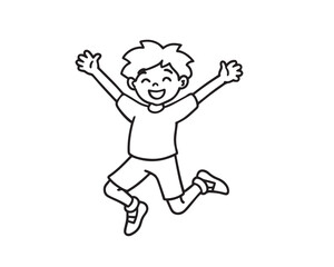 Fototapeta premium a vector of a happy child jumping with joy arms.