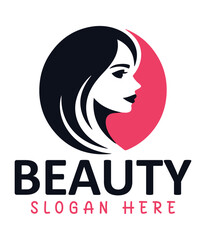 Beauty Woman Hair Salon Pink Logo Stock Vector