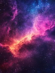 Vibrant cosmic nebula with starlight and colorful clouds in deep space celestial artwork