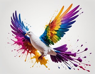 Fototapeta premium Vibrant bird in flight with a kaleidoscope of colors splashing around, capturing the essence of creativity and imagination in a surreal, artistic display of beauty Generative AI
