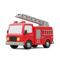 Cartoon Fire Truck 3D Illustration for Kids