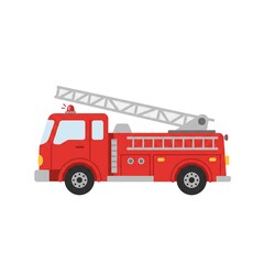 Cute Red Firetruck Clipart Illustration for Kids