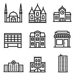 Fototapeta premium real state vector art icon set illustration on white background.