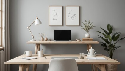  Hygge Home Office A Simple Comfortable Workspace with Clean Lines a Relaxing Scandinavian Aesthetic