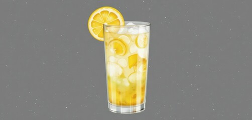  Painted Lemonade A Watercolor Illustration of a Refreshing Lemon Mocktail on Clear Background
