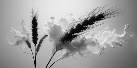 Obraz premium Silhouette of Wheat Flour Elegant, Dramatic, High Contrast for Design.