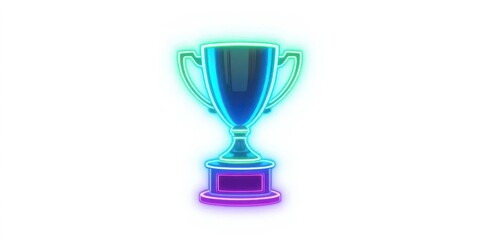 Electrifying Victory Neon Trophy Isolated