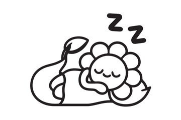 Flower sleep icon silhouette on white background