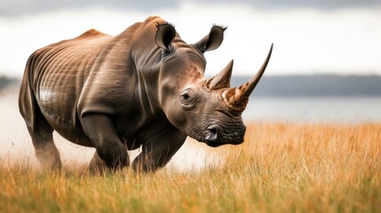 Obraz premium Rhino Run Wild Animal nature rhinoceros