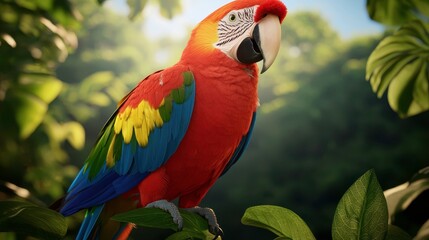 Obraz premium Scarlet Macaw Portrait, Exotic Bird, Wildlife