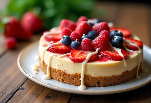 Fresh berry cheescake food photography recipe idea