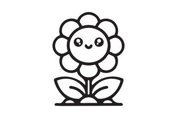 Flower silhouette icon on white background.02