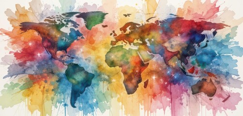 Obraz premium Celebrating Diversity Abstract Watercolor Backgrounds Showcasing a Spectrum of Global Cultural Influences