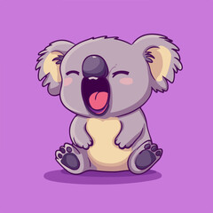 Fototapeta premium Koala yawning, vector illustration.
