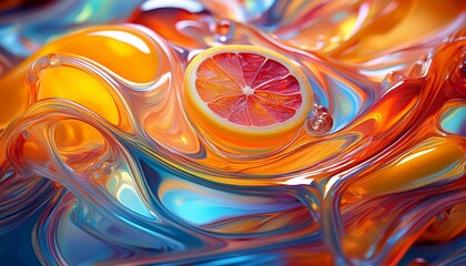Abstract liquid fruit slice