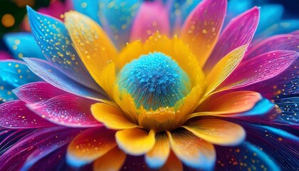 Vibrant Blooming Flower with Multicolored Pollen