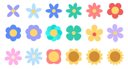 Flower icon set. Various flowers. 