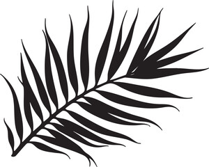 Obraz premium A tropical-themed collection of black palm tree and palm leaf silhouettes on white backgrounds, ideal for summer designs, prints, or beach-style decor.