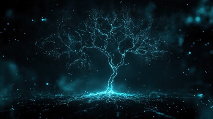 Fototapeta premium Enigmatic Glowing Tree in a Mystical Night