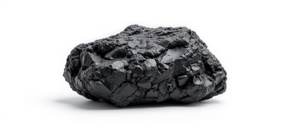  High Quality Anthracite Coal, Isolated on White, Professional Photography