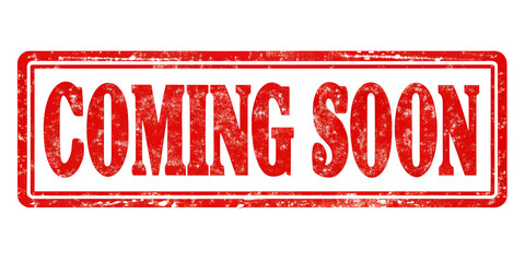 A Red Alert: "Coming Soon" stamped with weathered texture, announcing anticipation and building excitement, ready to capture attention