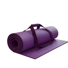 Vibrant purple yoga mat with carrying strap for fitness and relaxation