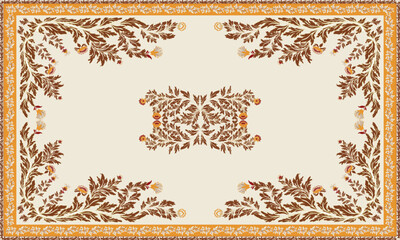 Persian rug original Design Oreintal Flora Damasks embroidery, Persian style. art ornament print.Design for carpet, cover.wallpaper, wrapping, fabric, clothing, tribal vector texture.