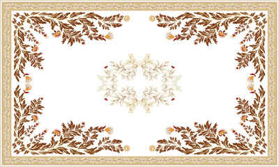 Obraz premium Persian rug original Design Oreintal Flora Damasks embroidery, Persian style. art ornament print.Design for carpet, cover.wallpaper, wrapping, fabric, clothing, tribal vector texture.