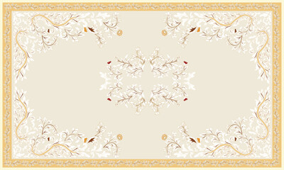 Persian rug original Design Oreintal Flora Damasks embroidery, Persian style. art ornament print.Design for carpet, cover.wallpaper, wrapping, fabric, clothing, tribal vector texture.