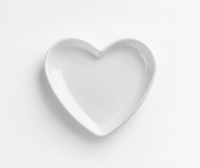 Presenting Empty White Heart Shaped Plate on Clean White Background