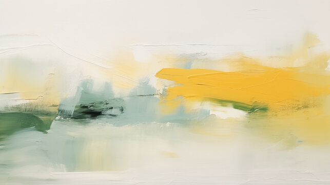 Spring landscape in minimalist art style showcasing soft colors and abstract forms
