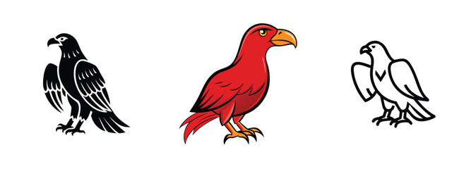 Black, Red, White Eagle Designs Bird Illustrations, Vector Art
