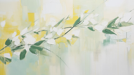 Bright summer landscape with minimalist floral elements expressing tranquility and warmth