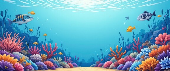Fototapeta na wymiar Fun and Colourful Underwater World Kids Friendly Reef