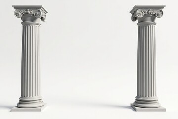 Obraz premium Elegant Roman columns against a stark white backdrop , greece, roman, weathered