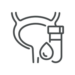 Urinary Tract Panel Blood Test Icon. Minimal Line Illustration of the Urinary System and Test Tube, Representing Nephrology, Urology, and Diagnostic Screening for Renal and Bladder Function
