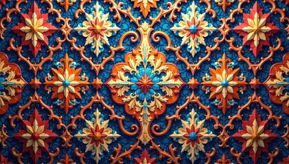 Geometric damask, repeating diamond & arabesque shapes, design, damask, repeating