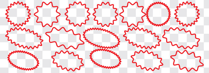 Set of Vector Starburst Badges. Simple Flat Style Vintage Labels, Stickers.