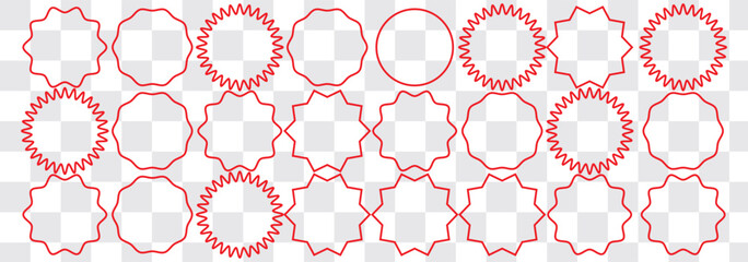 Set of Vector Starburst Badges. Simple Flat Style Vintage Labels, Stickers.