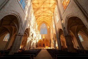 Fototapeta premium Cathedral interior, sunlit