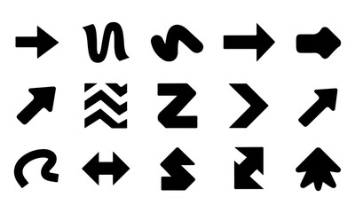 A black arrow Set of pointers on white background