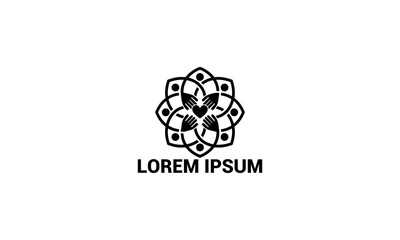 A black hand logo forming a heart or love in continuous line design style concept