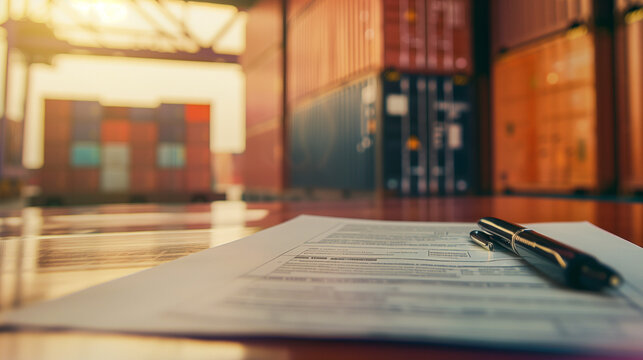 Customs declaration form with handwritten details and stamps, representing import export regulations and global logistics documentation. International trade compliance and shipping paperwork concept.