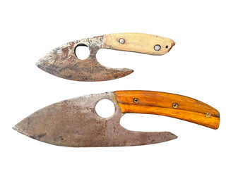 Pair of Ulu: Wide Blades on White Background