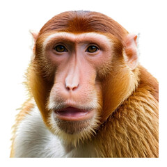 Naklejka premium Rhesus monkey with deep brown eyes staring ahead