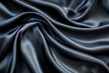 Fototapeta premium Luxurious dark gray silk fabric with elegant, flowing folds. Smooth texture and soft sheen.