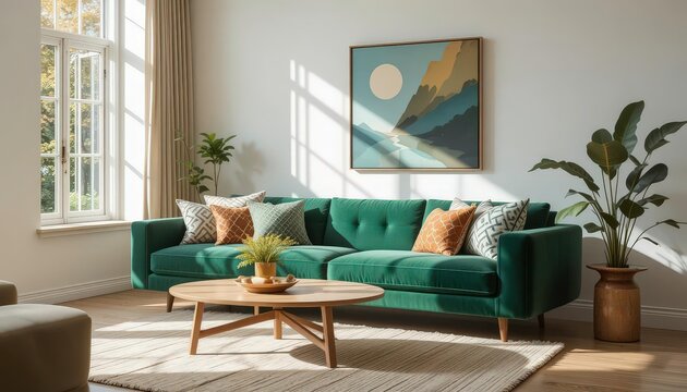  Geometric Throw Pillows and Mid Century Modern Coffee Table