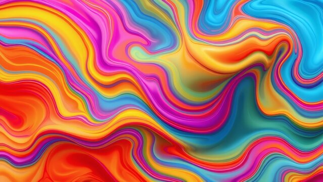 A vibrant swirl of joyous colors celebrating life's kaleidoscope of emotions with fluid, dynamic lines and a rich, saturated palette.